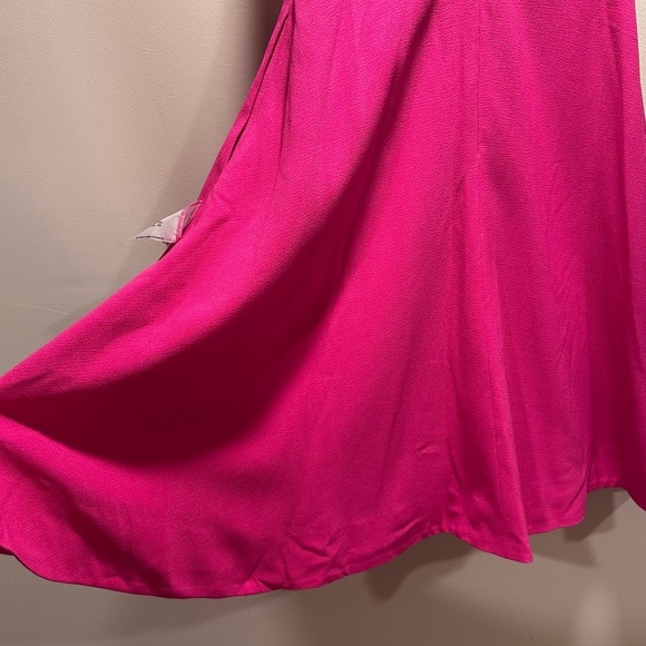 Dress The Population NWT Catalina Dress Bright Fuchsia VNeck Fit & Flare Midi S - Picture 9 of 16